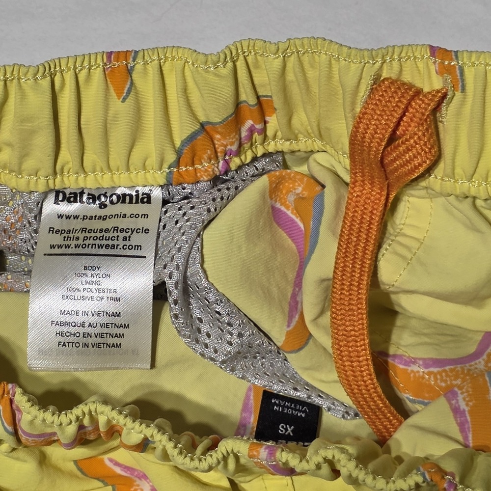 Patagonia Woman's XS Fruit Print Swim Trunks Yellow/Orange Drawstring Lined - Picture 7 of 10